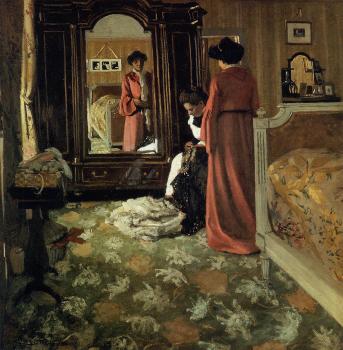 Felix Vallotton : Interior, Bedroom with Two Figures